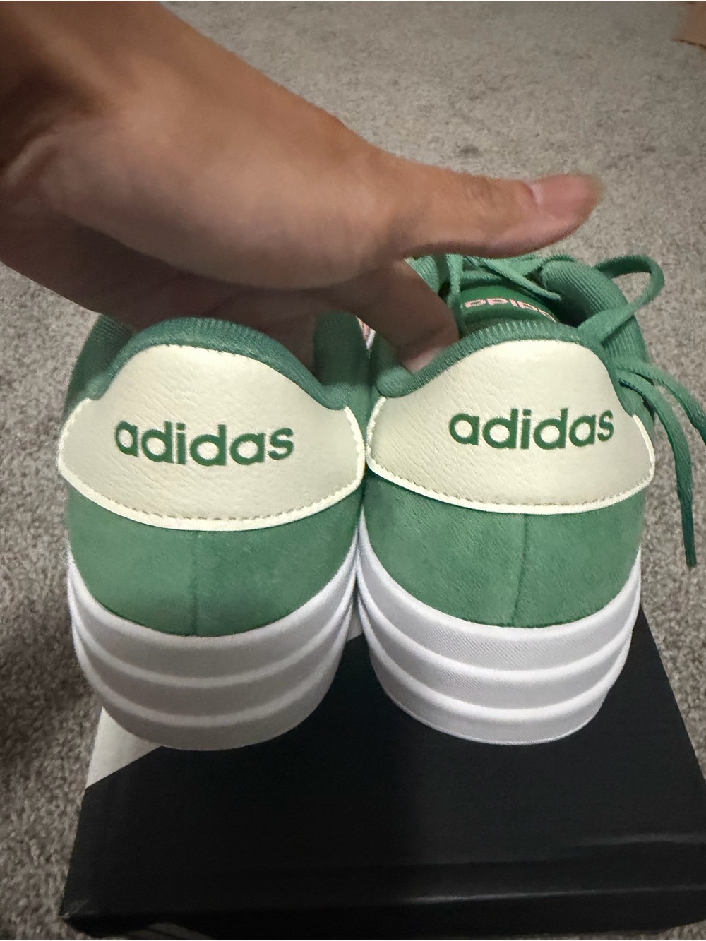 “New” adidas VL Court Bold Green Sneakers with Pink Stripes size6.5,7.5,8 - Picture 4 of 5